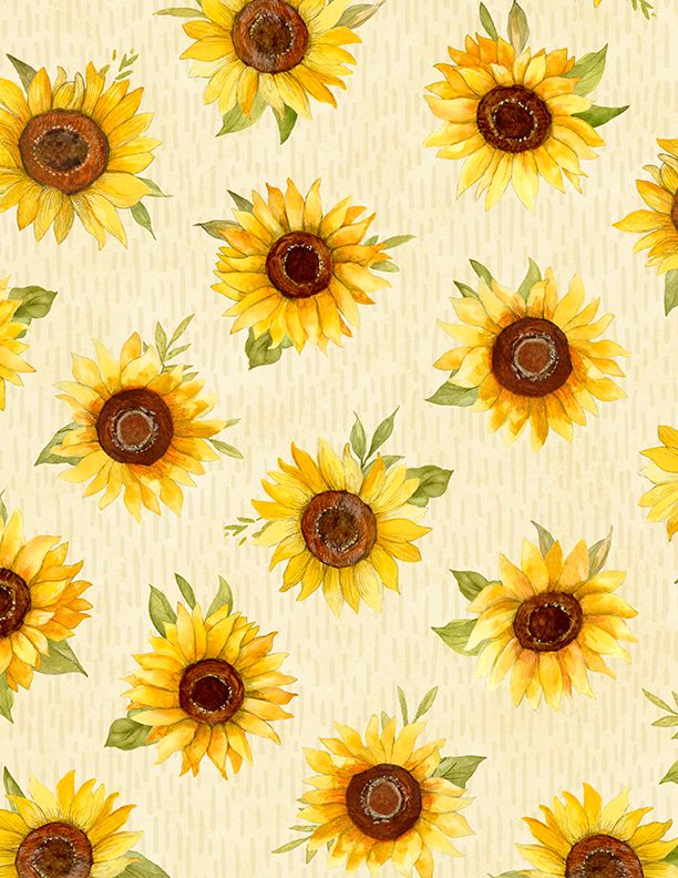 Wilmington Prints - Sunflower Splendor - Sunflower Toss, Cream