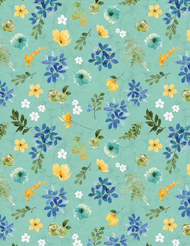 Wilmington Prints - Sunlit Serenade - Large Floral, Teal