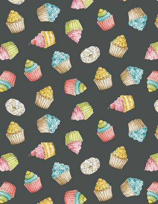 Wilmington Prints - Sweet Little Pleasures - Sweets Toss, Black