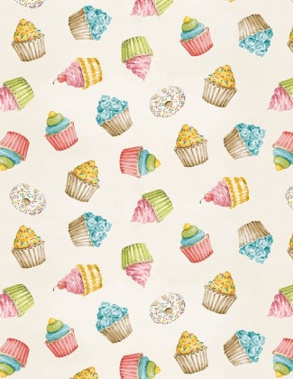 Wilmington Prints - Sweet Little Pleasures - Sweets Toss, Cream