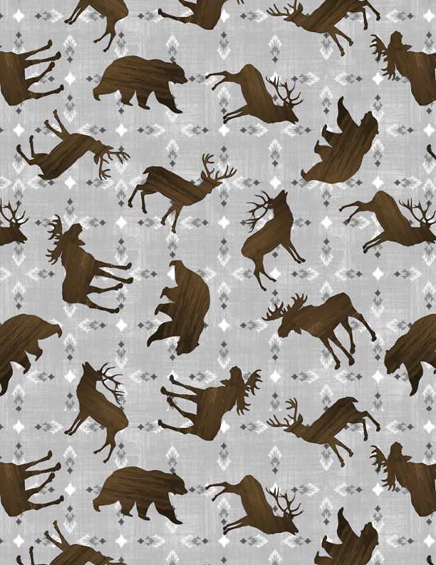 Wilmington Prints - Timberland Trails - Animal Toss, Gray