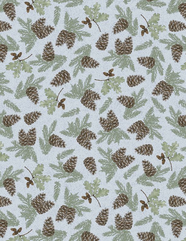 Wilmington Prints - Timberland Trails - Pine Cone Toss, Blue