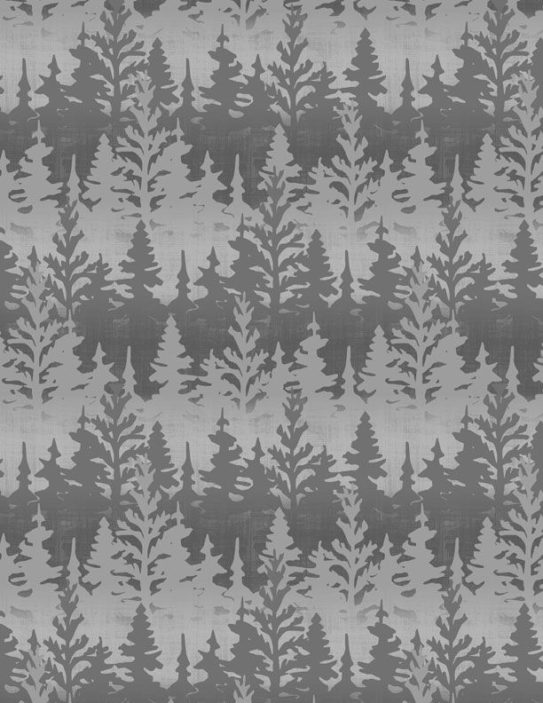 Wilmington Prints - Timberland Trails - Trees, Gray