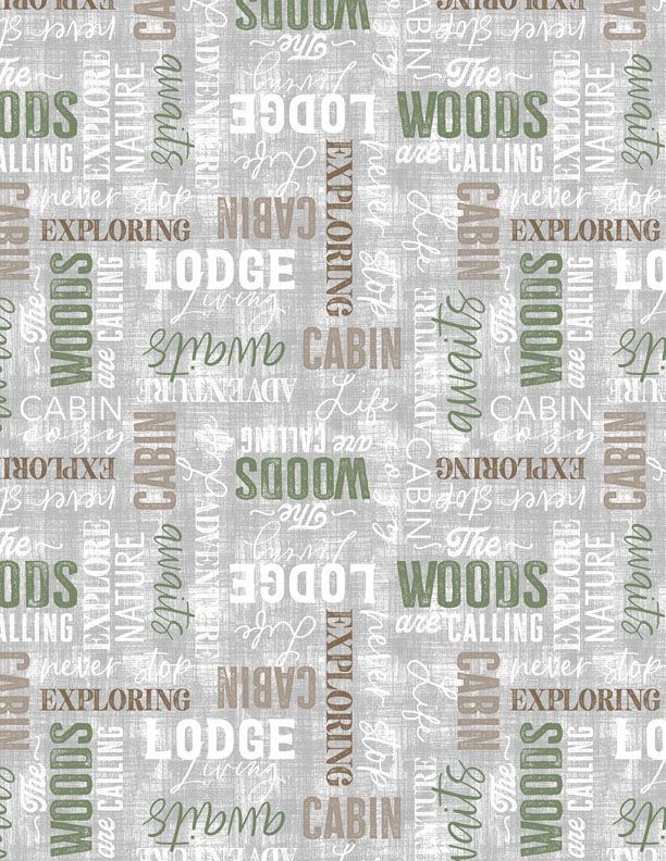 Wilmington Prints - Timberland Trails - Words, Gray