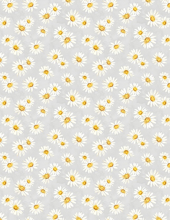 Wilmington Prints - Zest For Life - Daisy Toss, Gray