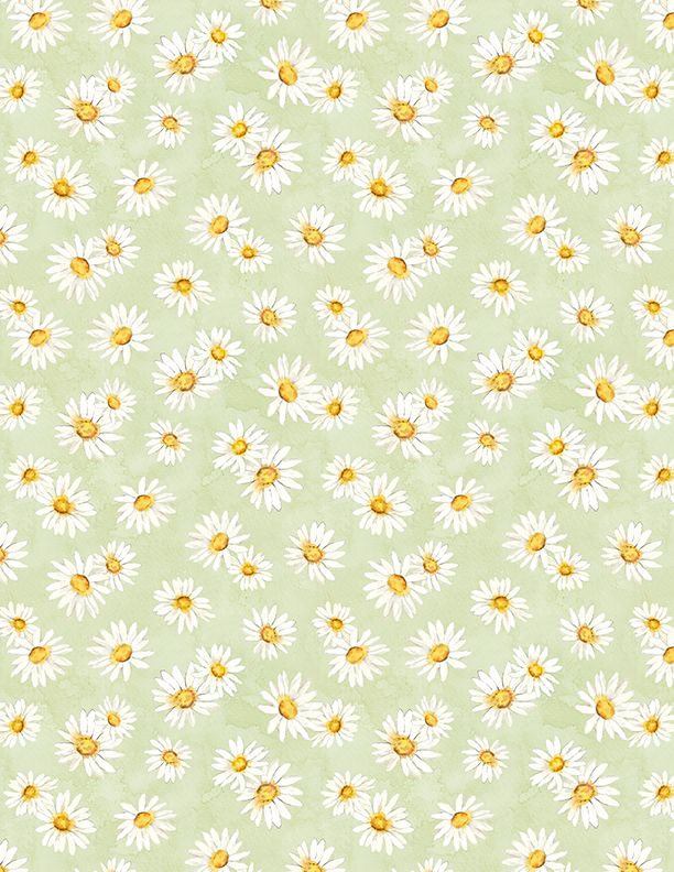 Wilmington Prints - Zest For Life - Daisy Toss, Green