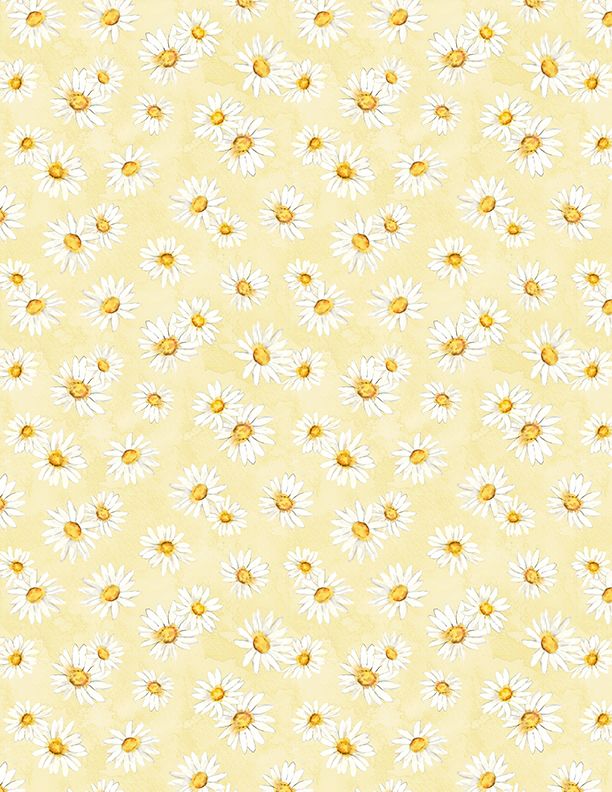 Wilmington Prints - Zest For Life - Daisy Toss, Yellow