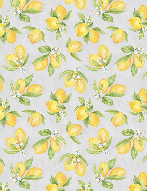 Wilmington Prints - Zest For Life - Lemon Toss, Gray