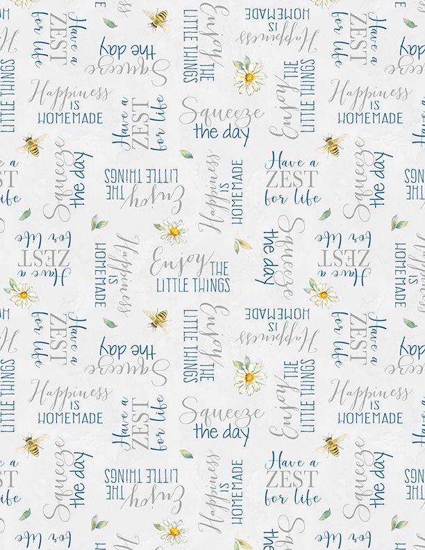 Wilmington Prints - Zest For Life - Word Toss, Gray