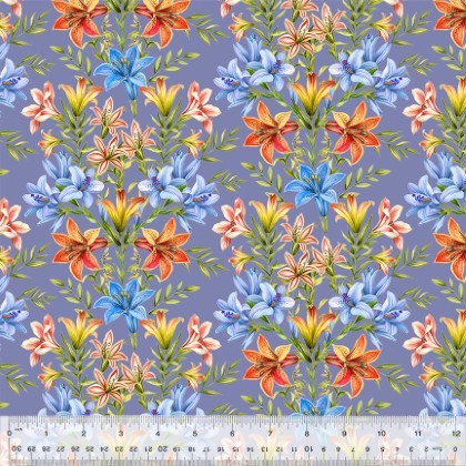 Windham Fabrics - Lily - Fresh Blooms, Periwinkle