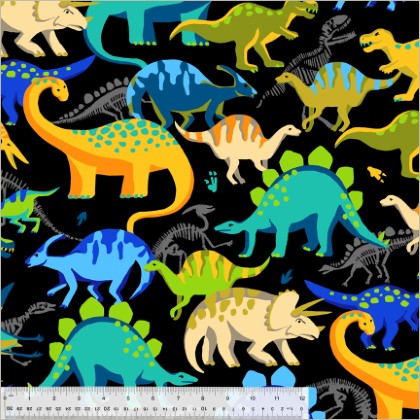 Windham Fabrics - Winter Fleece Print - Prehistoric Pack, Black