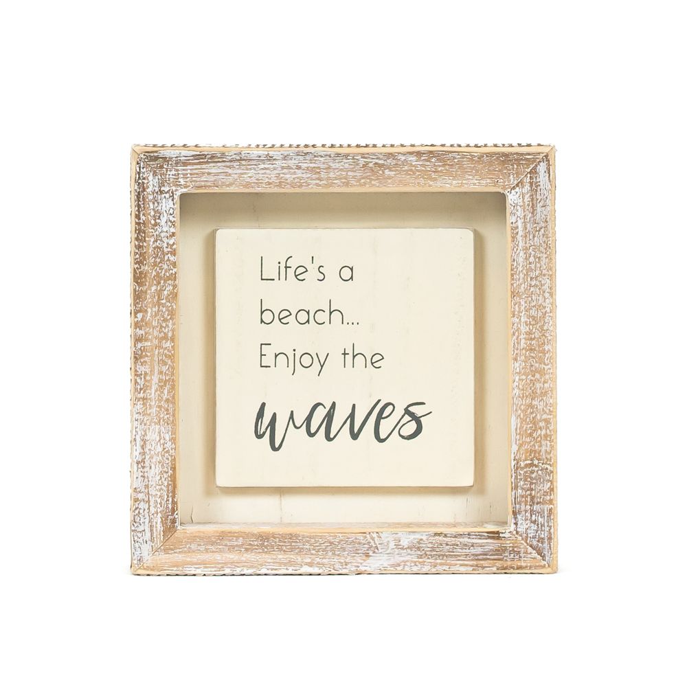 Wood Framed Sign - Waves