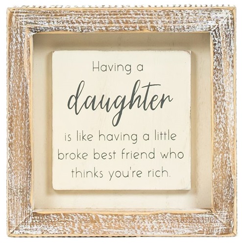 Wooden Framed Sign - Having a Daughter