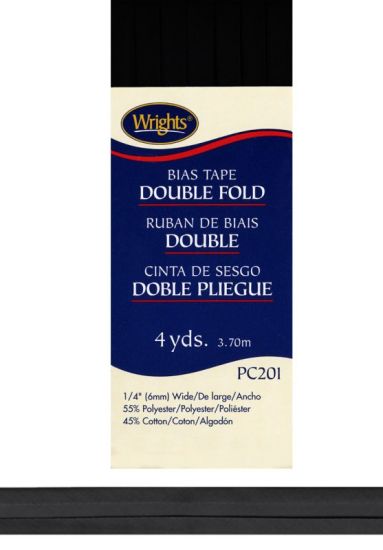 Wrights - Bias Tape Double Fold - 1/4' x 4 yd, Black