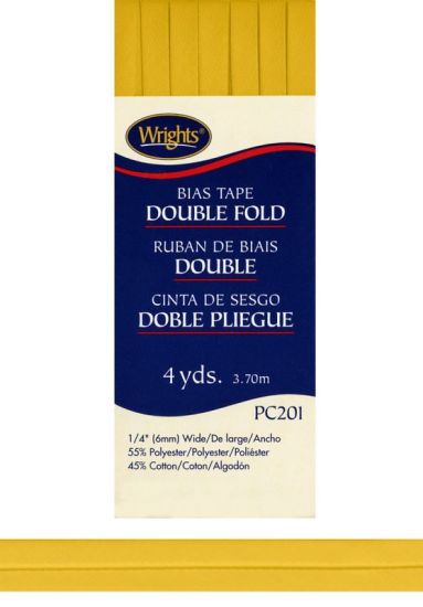 Wrights - Bias Tape Double Fold - 1/4' x 4 yd, Canary