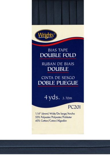 Wrights - Bias Tape Double Fold - 1/4' x 4 yd, Navy