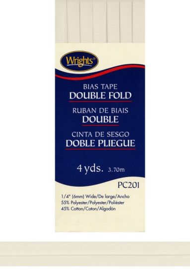 Wrights - Bias Tape Double Fold - 1/4' x 4 yd, Oyster