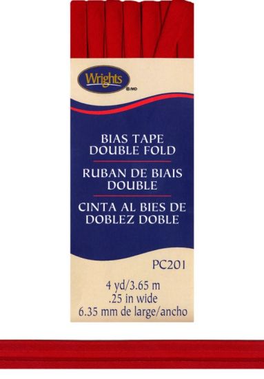 Wrights - Bias Tape Double Fold - 1/4' x 4 yd, Red