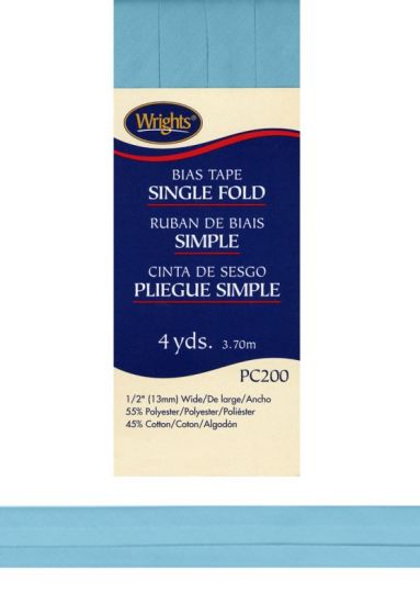 Wrights - Bias Tape Single-Fold - 1/2' x 4 yd, Blue