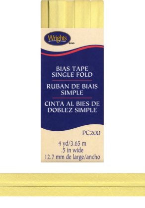 Wrights - Bias Tape Single-Fold - 1/2' x 4 yd, Light Yellow