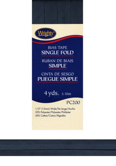 Wrights - Bias Tape Single-Fold - 1/2' x 4 yd, Navy