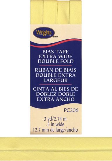 Wrights - Bias Tape X-Wide Double Fold - 1/2' x 3 yd, Baby Maize