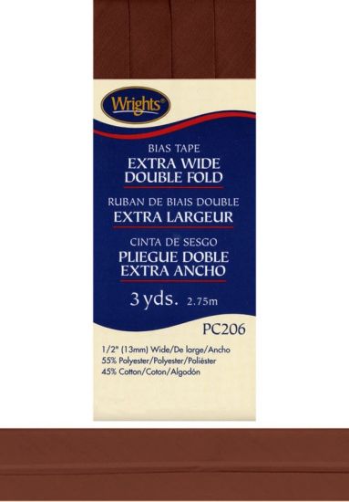 Wrights - Bias Tape X-Wide Double Fold - 1/2' x 3 yd, Bark