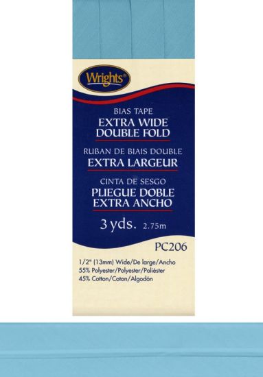 Wrights - Bias Tape X-Wide Double Fold - 1/2' x 3 yd, Blue