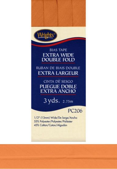 Wrights - Bias Tape X-Wide Double Fold - 1/2' x 3 yd, Carrot