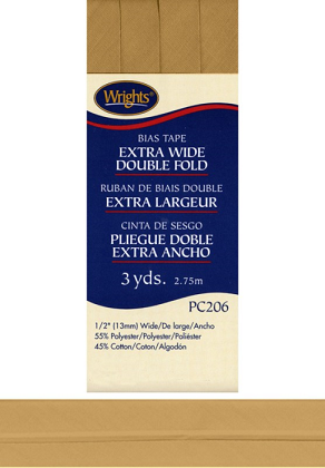 Wrights - Bias Tape X-Wide Double Fold - 1/2' x 3 yd, Goldenrod