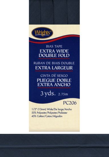 Wrights - Bias Tape X-Wide Double Fold - 1/2' x 3 yd, Navy