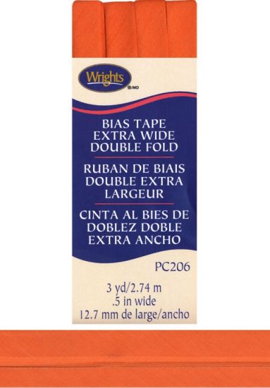 Wrights - Bias Tape X-Wide Double Fold - 1/2' x 3 yd, Orange Peel