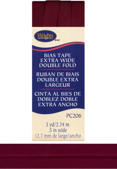 Wrights - Bias Tape X-Wide Double Fold - 1/2' x 3 yd, Ox Blood