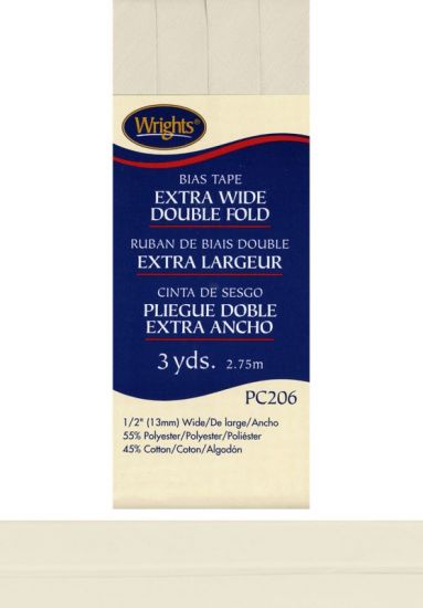 Wrights - Bias Tape X-Wide Double Fold - 1/2' x 3 yd, Oyster