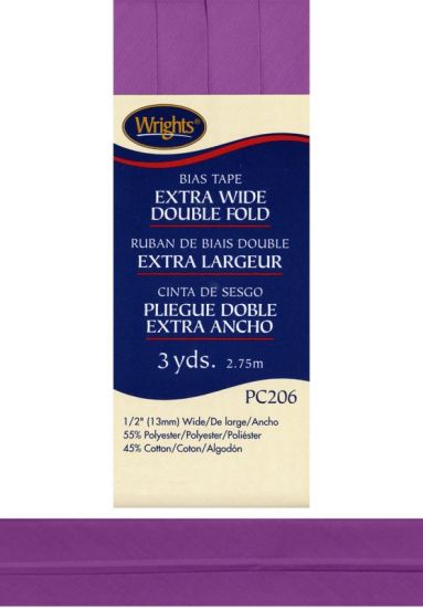 Wrights - Bias Tape X-Wide Double Fold - 1/2' x 3 yd, Purple