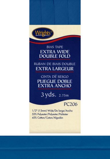 Wrights - Bias Tape X-Wide Double Fold - 1/2' x 3 yd, Yale Blue