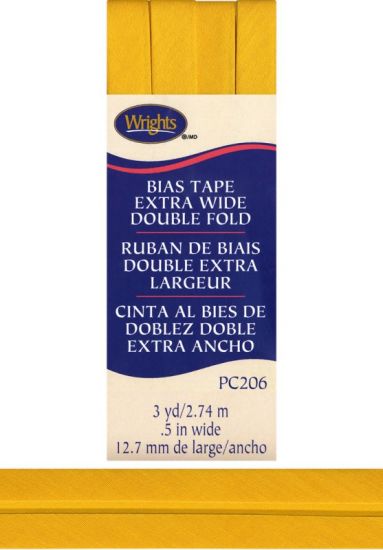 Wrights - Bias Tape X-Wide Double Fold - 1/2' x 3 yd, Yellow