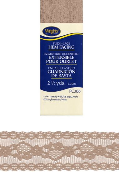 Wrights - Flexi-Lace Hem Facing - 1.75' x 3  Yds; Beige