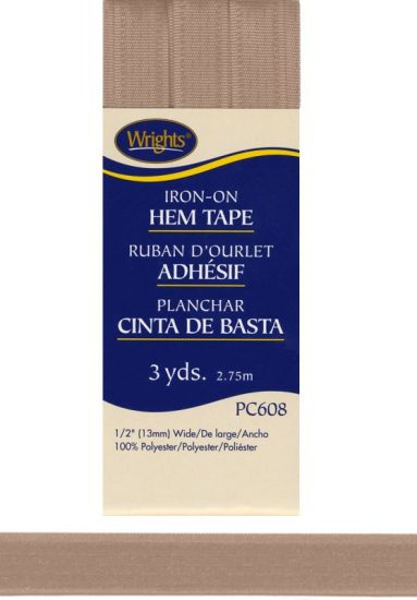 Wrights - Iron On Hem Tape Binding - 1/2' x 3 yd, Beige