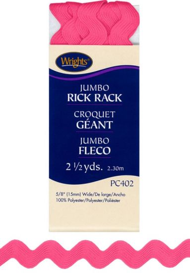 Wrights - Jumbo Rick Rack - 5/8' x 2.5 yds, Berry Sorbet