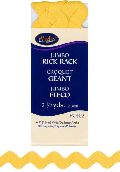 Wrights - Jumbo Rick Rack - 5/8' x 2.5 yds, Canary