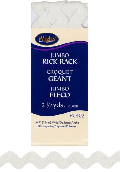 Wrights - Jumbo Rick Rack - 5/8' x 2.5 yds, White