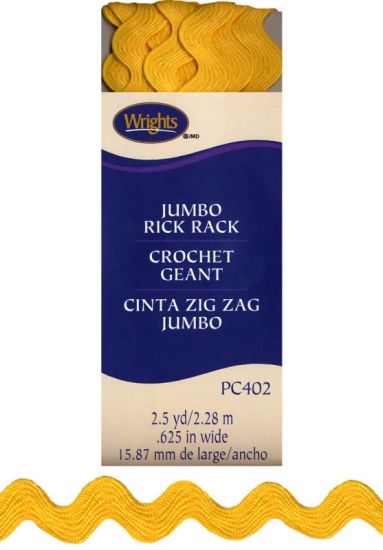 Wrights - Jumbo Rick Rack - 5/8' x 2.5 yds, Yellow