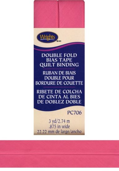 Wrights - Quilt Binding Double Fold - 7/8' x 3 Yds; Candy Pink