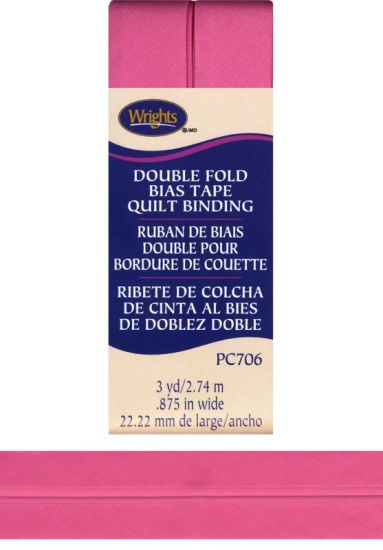 Wrights - Quilt Binding Double Fold - 7/8' x 3 Yds; Hot Pink