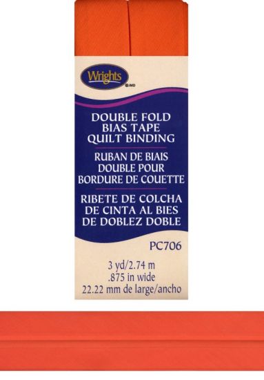 Wrights - Quilt Binding Double Fold - 7/8' x 3 Yds; Orange