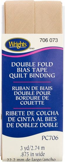 Wrights - Quilt Binding Double Fold - 7/8' x 3 Yds; Tan