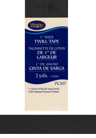 Wrights - Twill Tape - 1' x 2 yds, Black