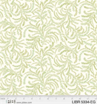 P & B Textiles - Love Birds - Green Curly Vines, Ecru