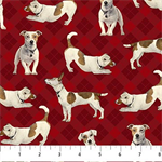 Northcott - For the Love of Pete - Dogs on Plaid, Red